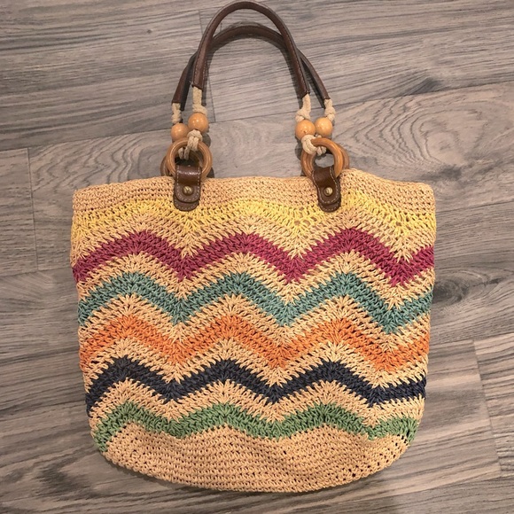 Fossil Handbags - Fossil Hathaway straw shoulder tote purse 💜